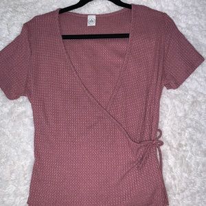 Knit lavender wrap shirt